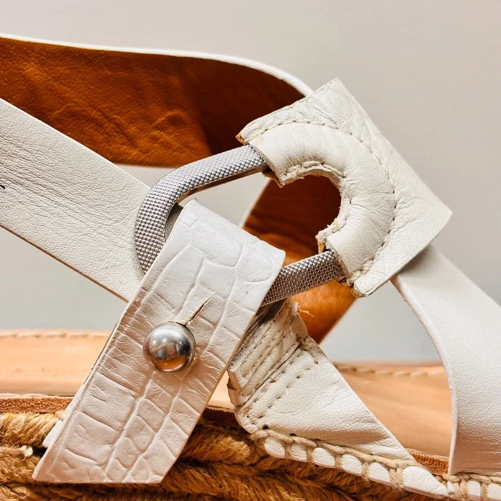 Rag & Bone August Platform Espadrille Sandals Antique White Leather 40 US 10